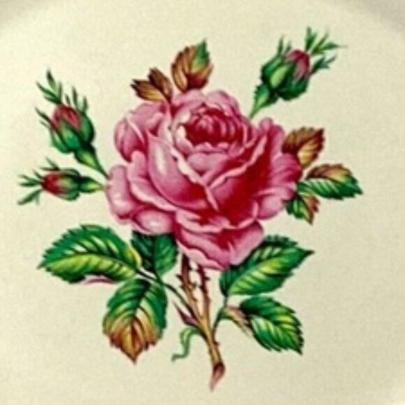 Vintage 1940s Georgian China Vintage Briar Rose in Centre Plate w/ Gold Trim - Picture 4 of 4